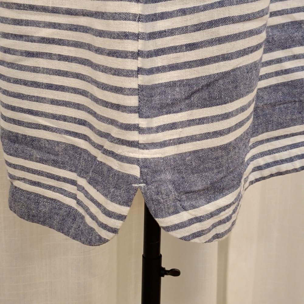 Linen Blue & White Striped Sleeveless Dress - Picture 3 of 10